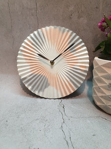 Marbled 9" Patterned Clock - White Peach & Grey (With Stand)