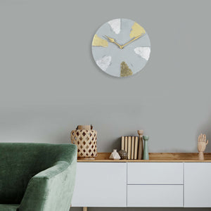 Lux 9" Clock -Light Grey - Gold & Silver (With Stand)