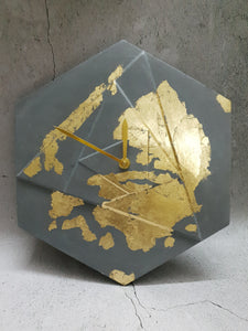 Lux 12" Hexa Clock - Gold & Grey