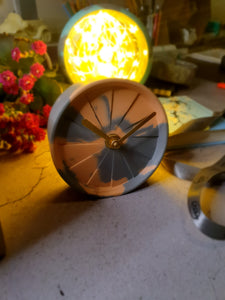 Table Clock - Peach & Grey