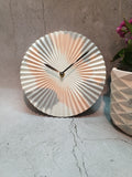 Marbled 9" Patterned Clock - White Peach & Grey (With Stand)