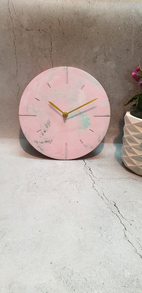 Marbled 9"  Clock - Pink Premium (With Stand)