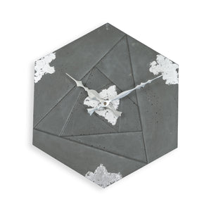 Lux 12" Hexa Clock-Grey & Silver