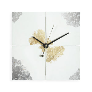 Lux 12" Square Clock - White, Gold & Silver