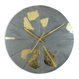 Lux 12" Round Clock - Grey & Gold