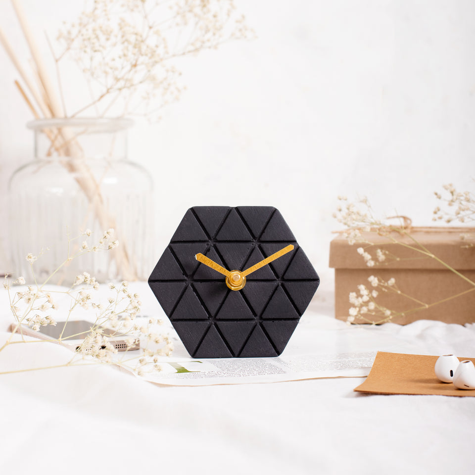Desk Clock - Enigma Black