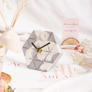 Desk Clock - Enigma White & Grey