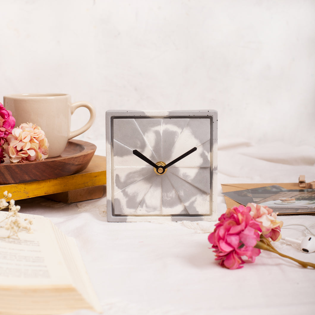 YC Elegance- Grey & White (Desk Clock)