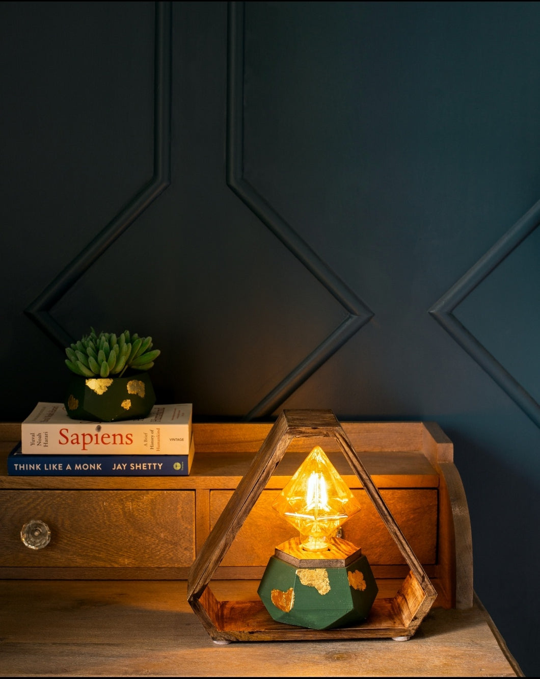 Luxe Lamp and Planter Combo - Royal Green